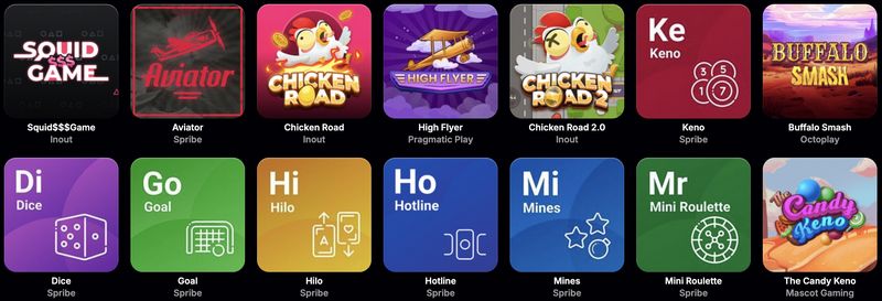 Udvalg af videospil og softwareapplikationer på NV Casino